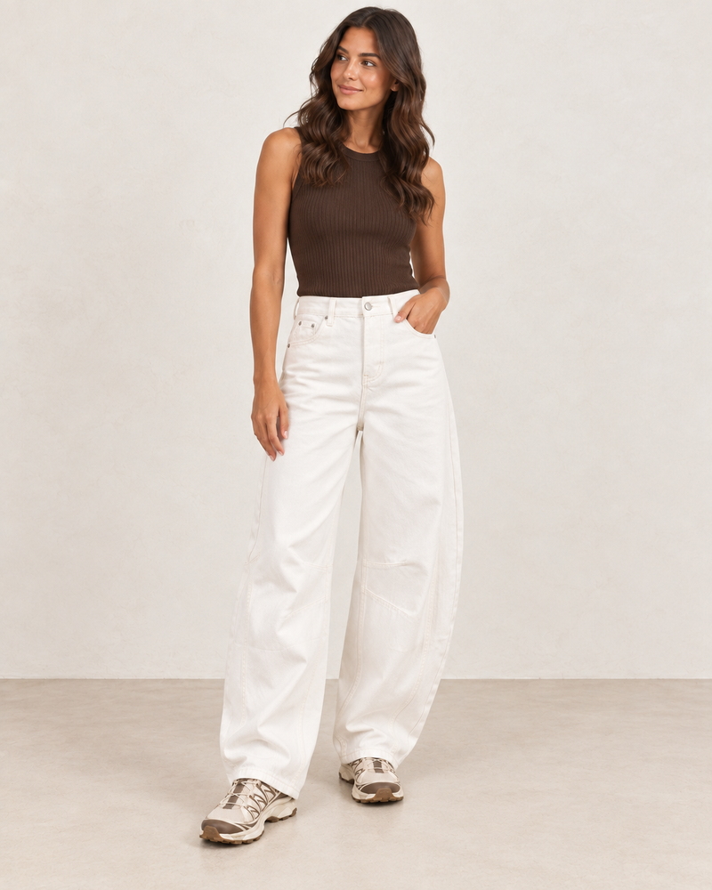 Jean barrel blanc
