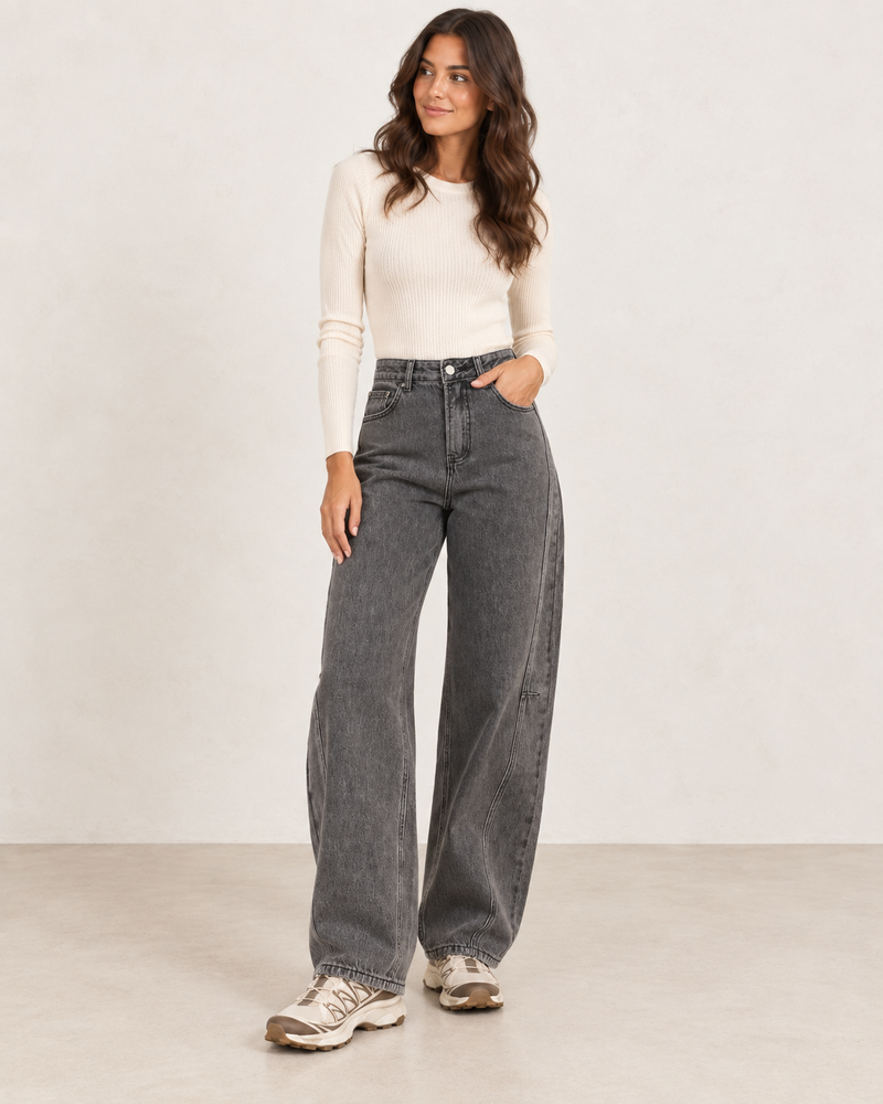 Jean barrel gris