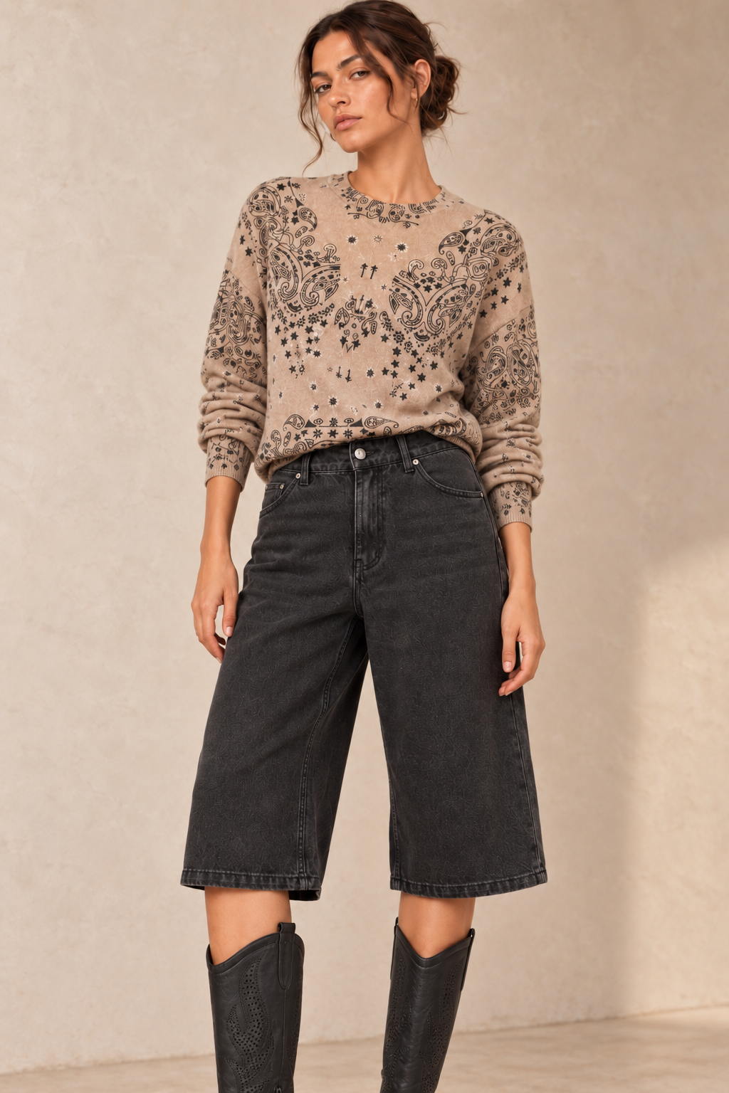 Bermuda en denim gris — vue rapprochée