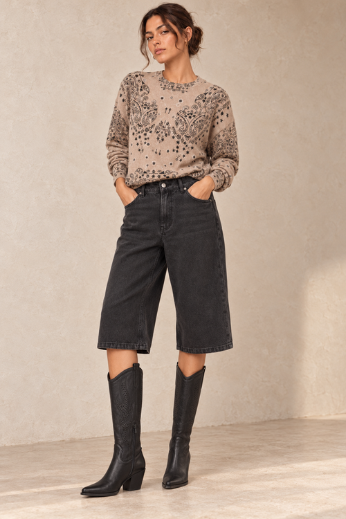 Bermuda en denim gris — look porté