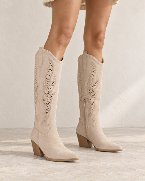 Bottes Santiago beige portées