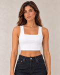 Crop top blanc, coupe courte, face