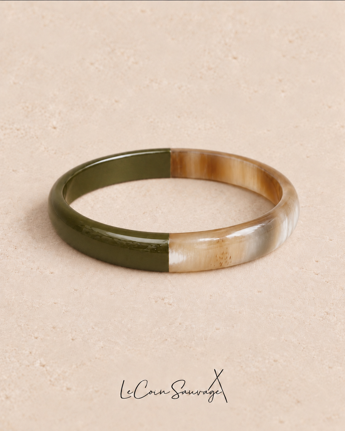 Jonc Corne - Duo Kaki - 1cm – bracelet en corne, Le Coin Sauvage