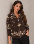 Gilet zippé motif bandana marron chocolat - Le Coin Sauvage