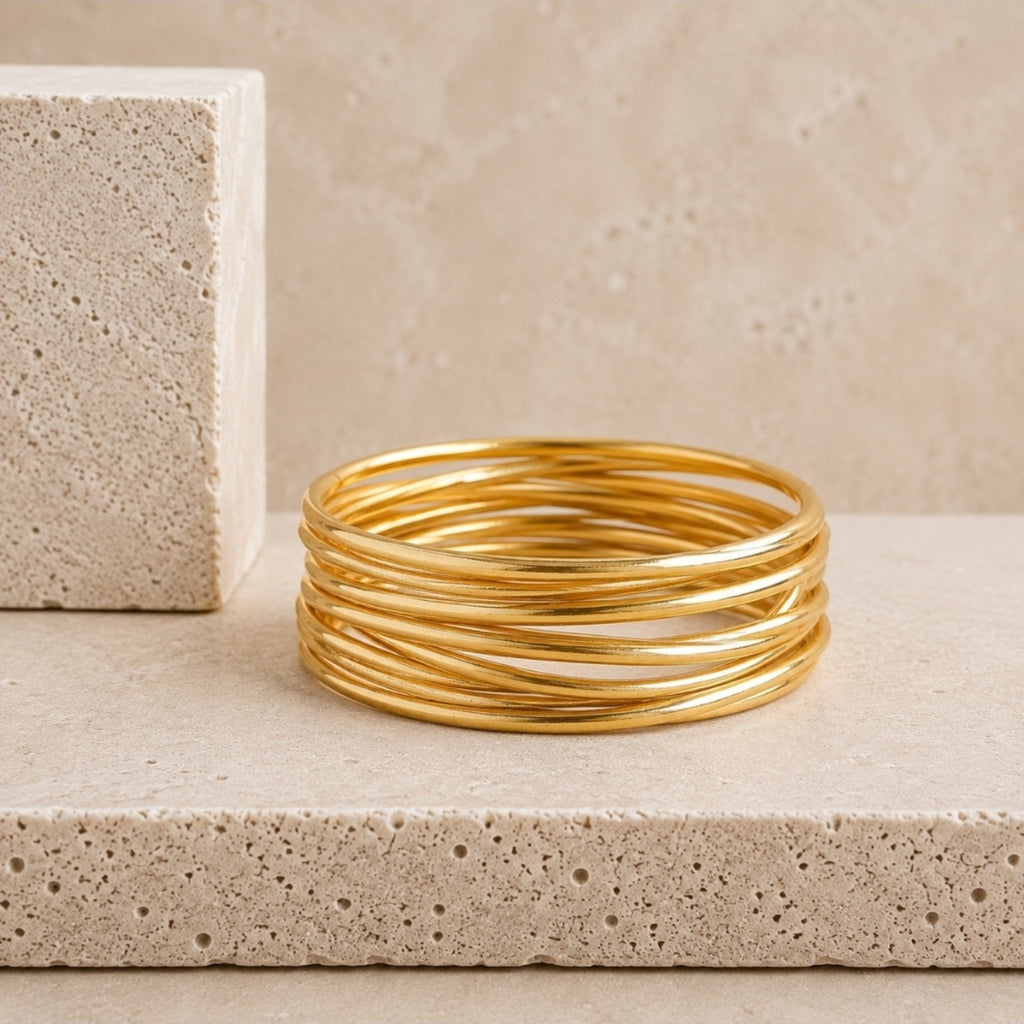 Accumulation de joncs bouddhistes fins 3 mm Gold