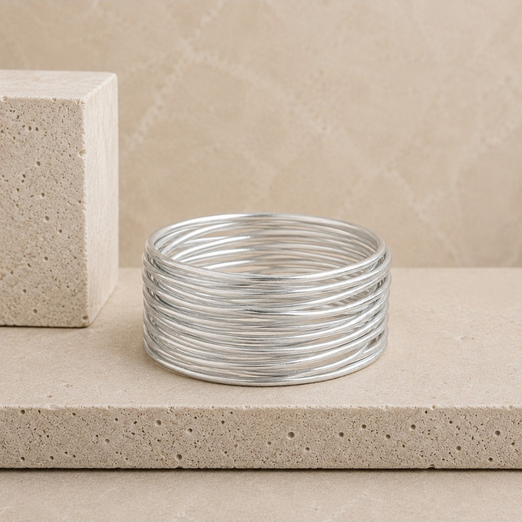 Accumulation de joncs bouddhistes fins 3 mm Silver