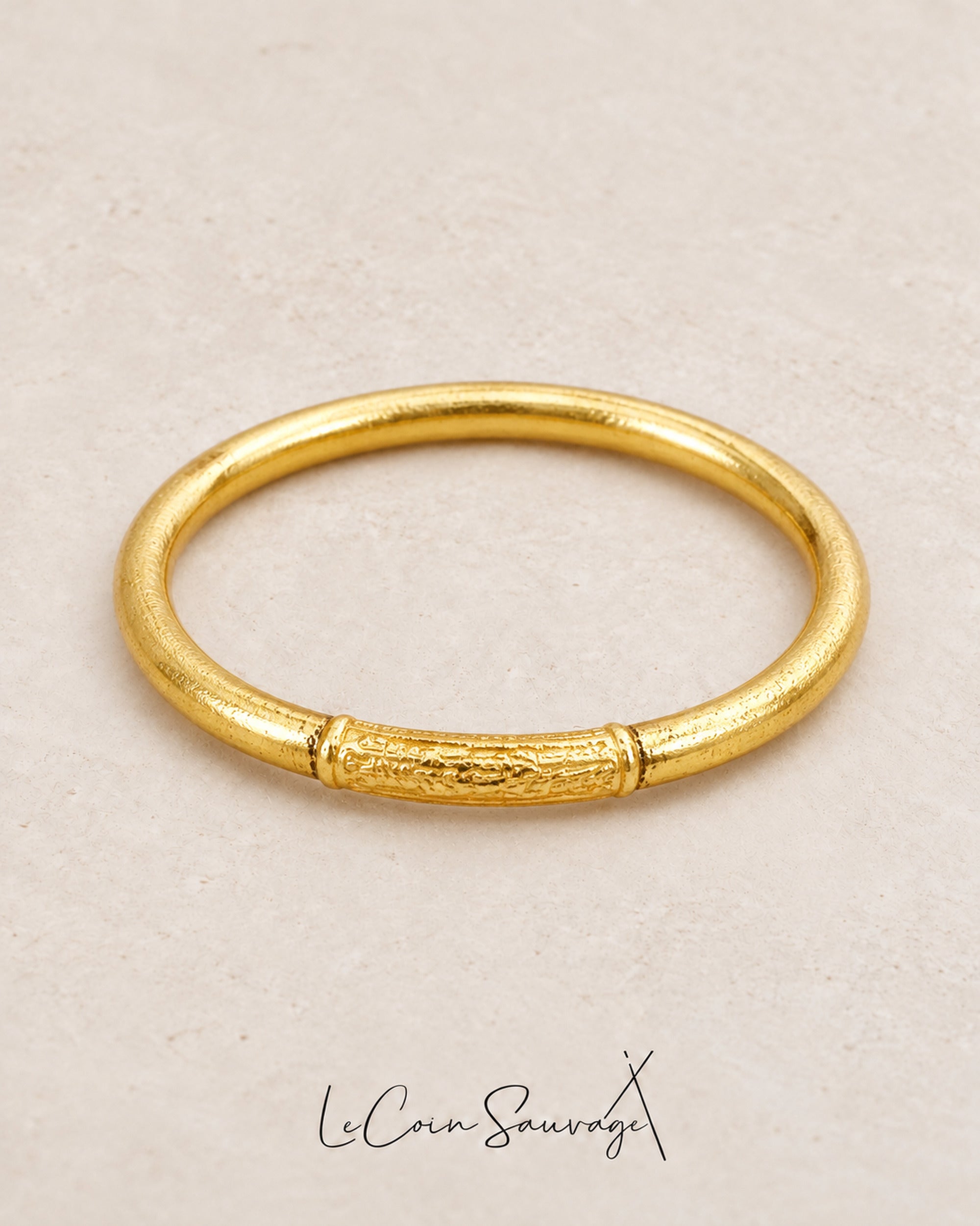 Jonc bouddhiste Mantra épais gold - Le Coin Sauvage