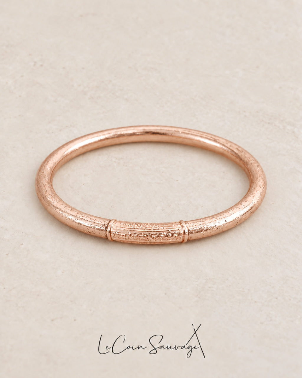 Jonc bouddhiste Mantra épais rose gold - Le Coin Sauvage