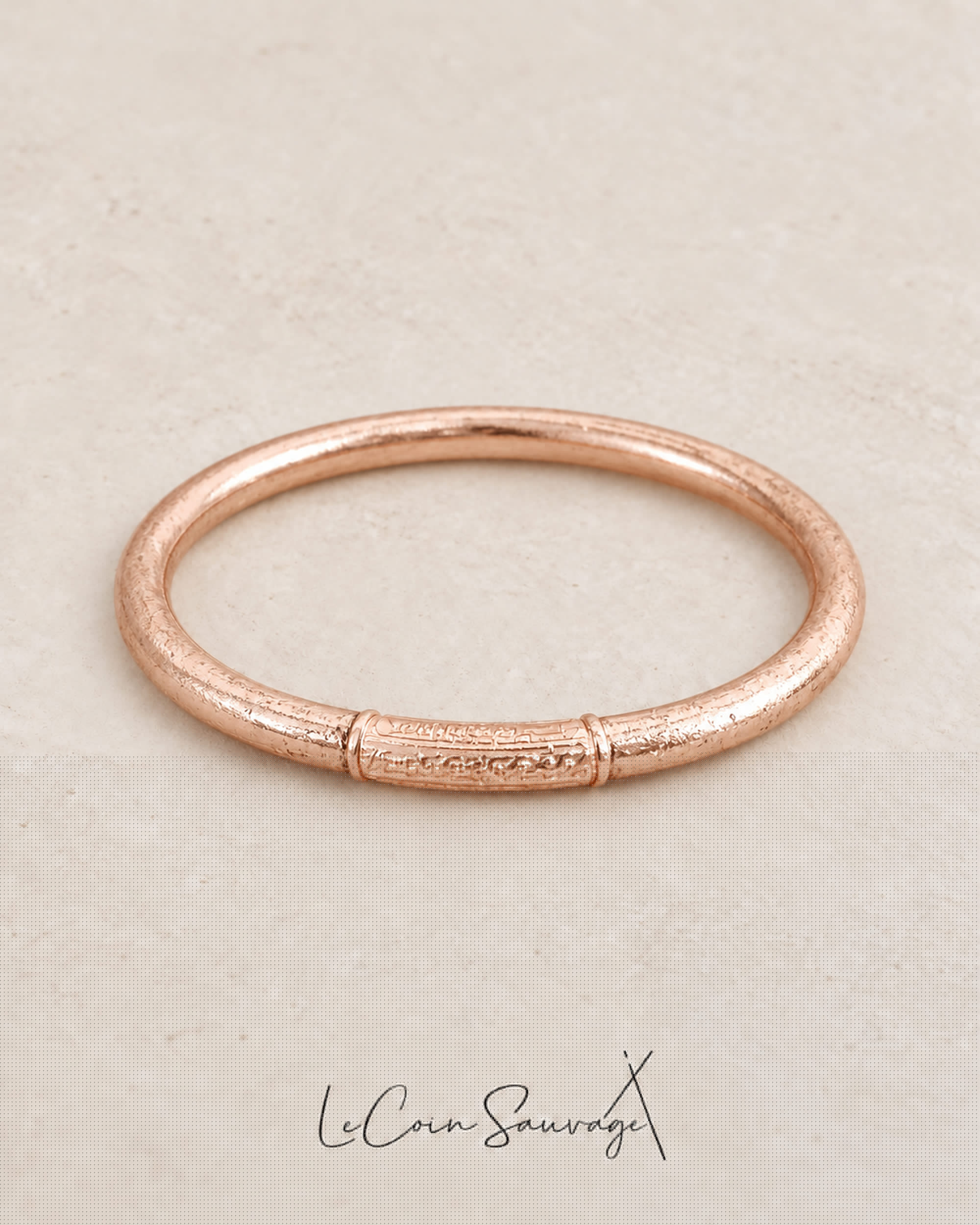 Jonc bouddhiste Mantra épais rose gold - Le Coin Sauvage