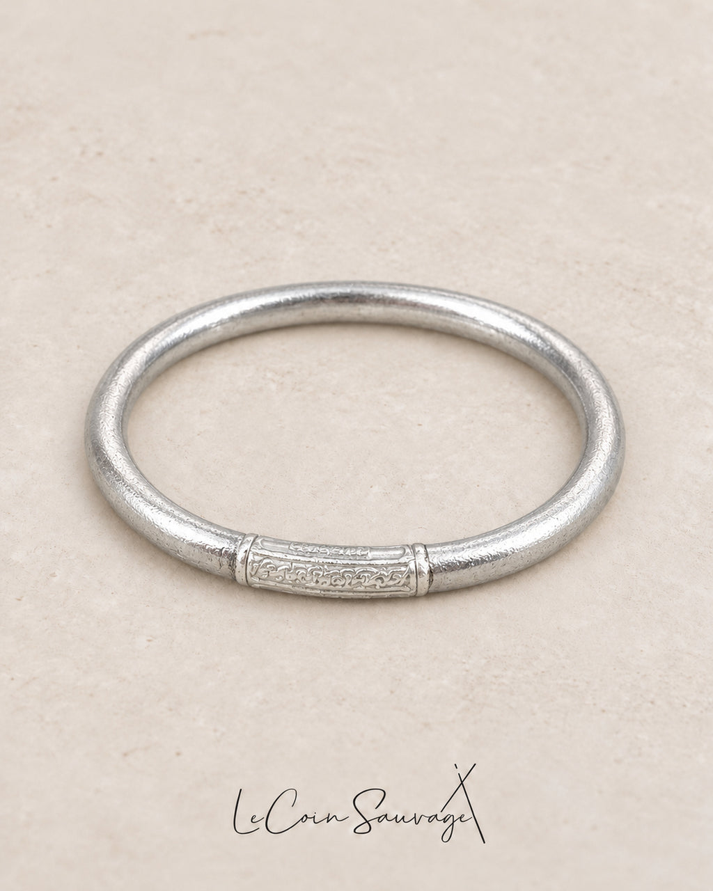 Jonc bouddhiste Mantra épais silver - Le Coin Sauvage