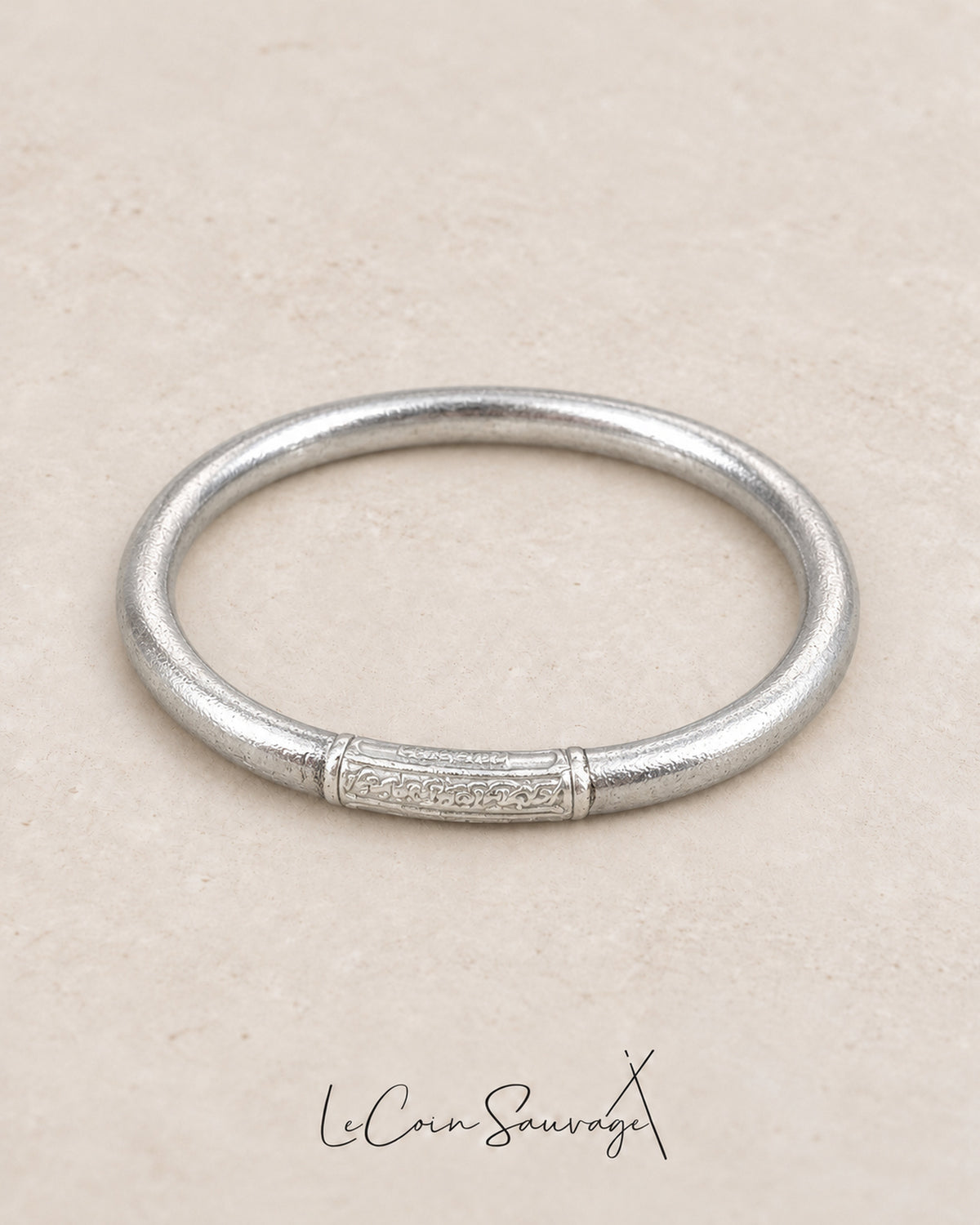 Jonc bouddhiste Mantra épais silver - Le Coin Sauvage