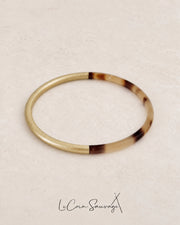 Jonc en corne naturelle Duo Gold – 3 & 5 mm