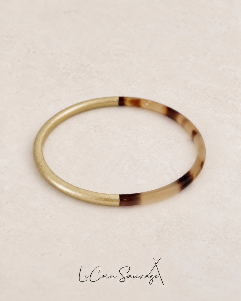 Jonc en corne naturelle Duo Gold – 3 & 5 mm