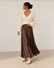 Jupe longue fluide - Marron