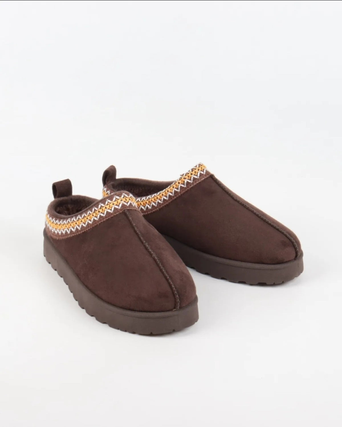 Paire de mules fourrées chocolat