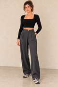 Pantalon à pinces gris fonce – vue de face