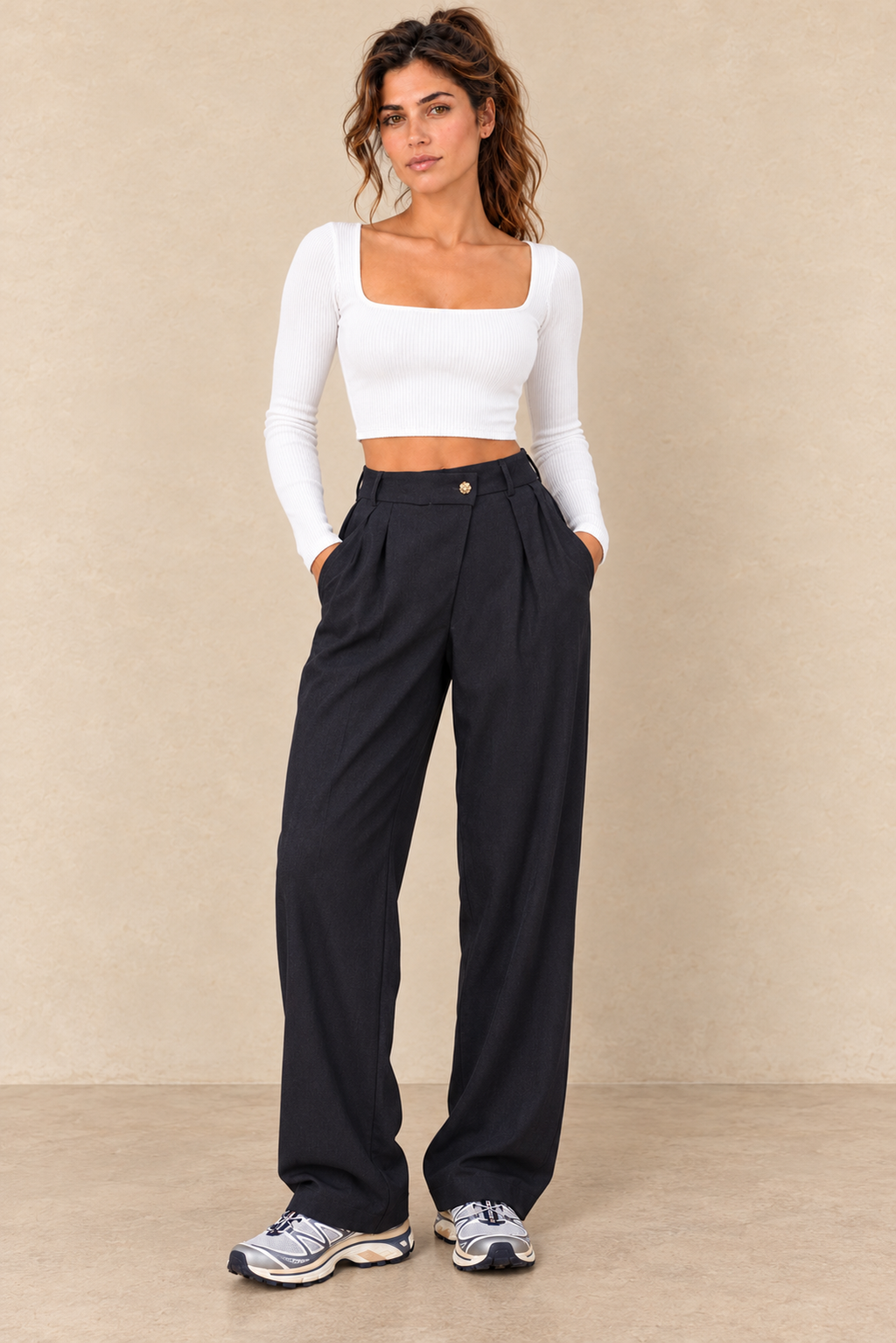 Pantalon à pinces marine – vue de face