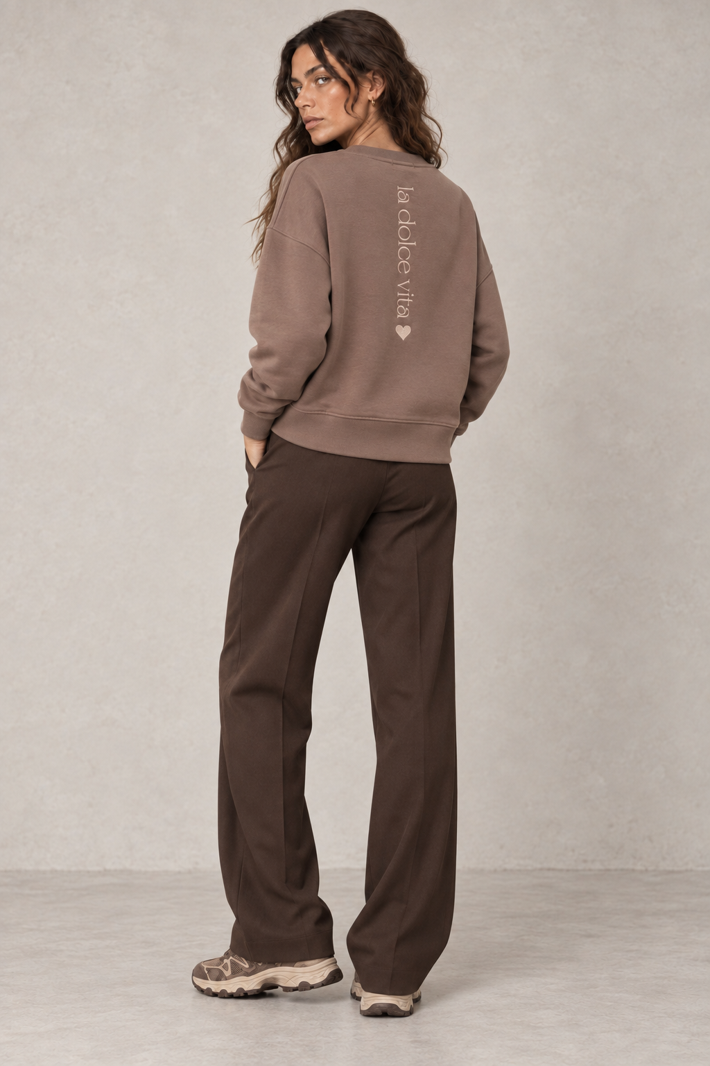 Vue dos du sweat La Dolce Vita taupe