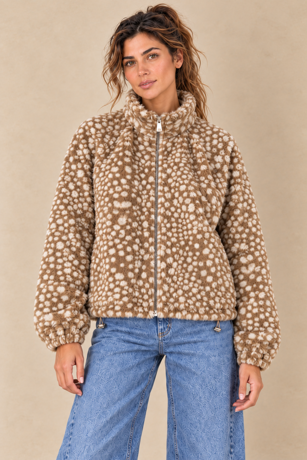 Veste polaire zippée Bambi — taupe